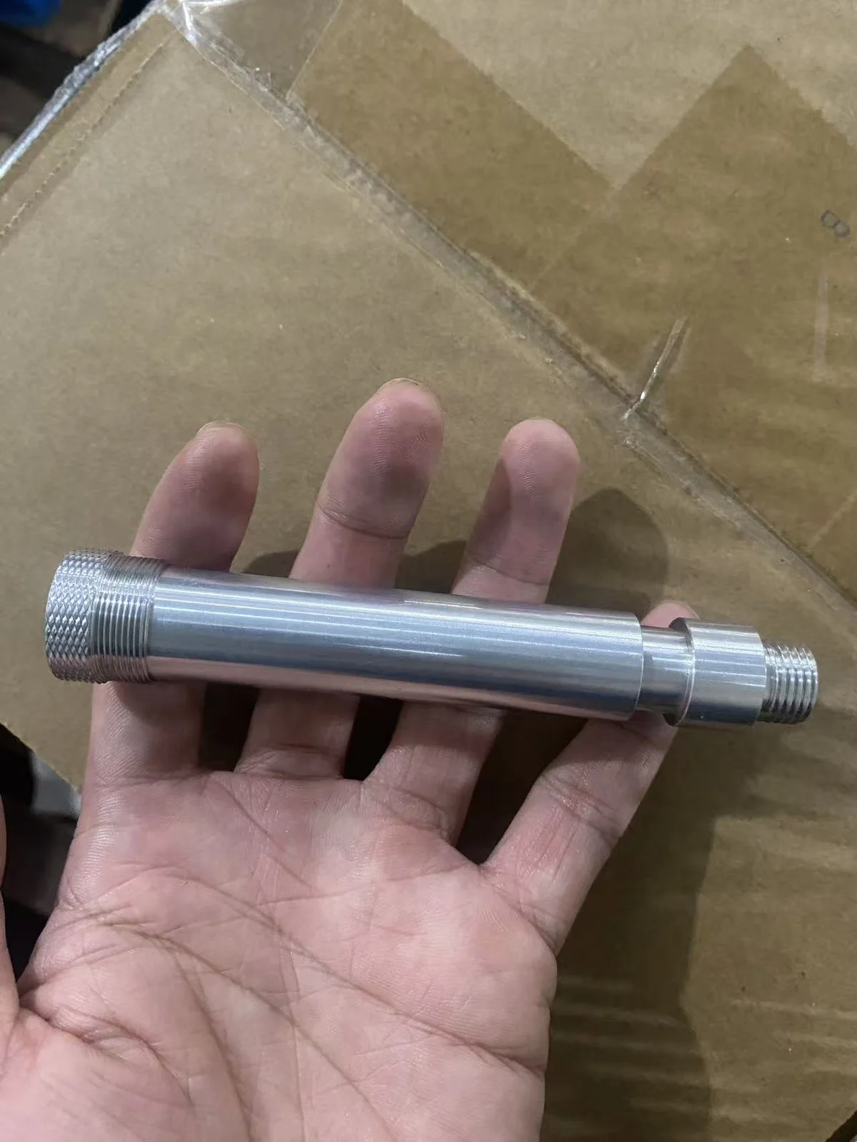 Custom machined stainless multi-thread stud, from a hand sketch