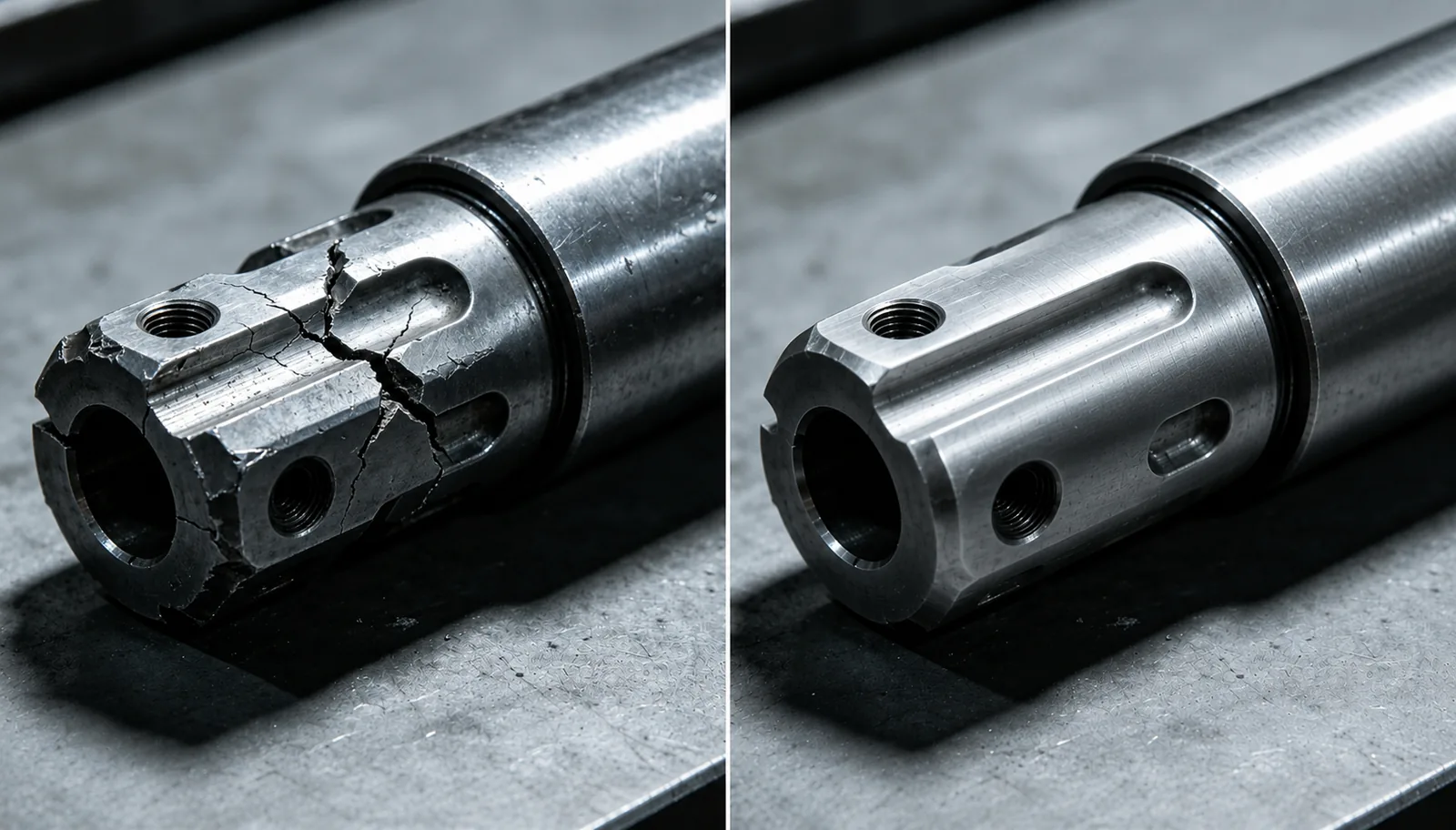 Drive shaft reproduced from worn physical sample — before and after by EKINSUN