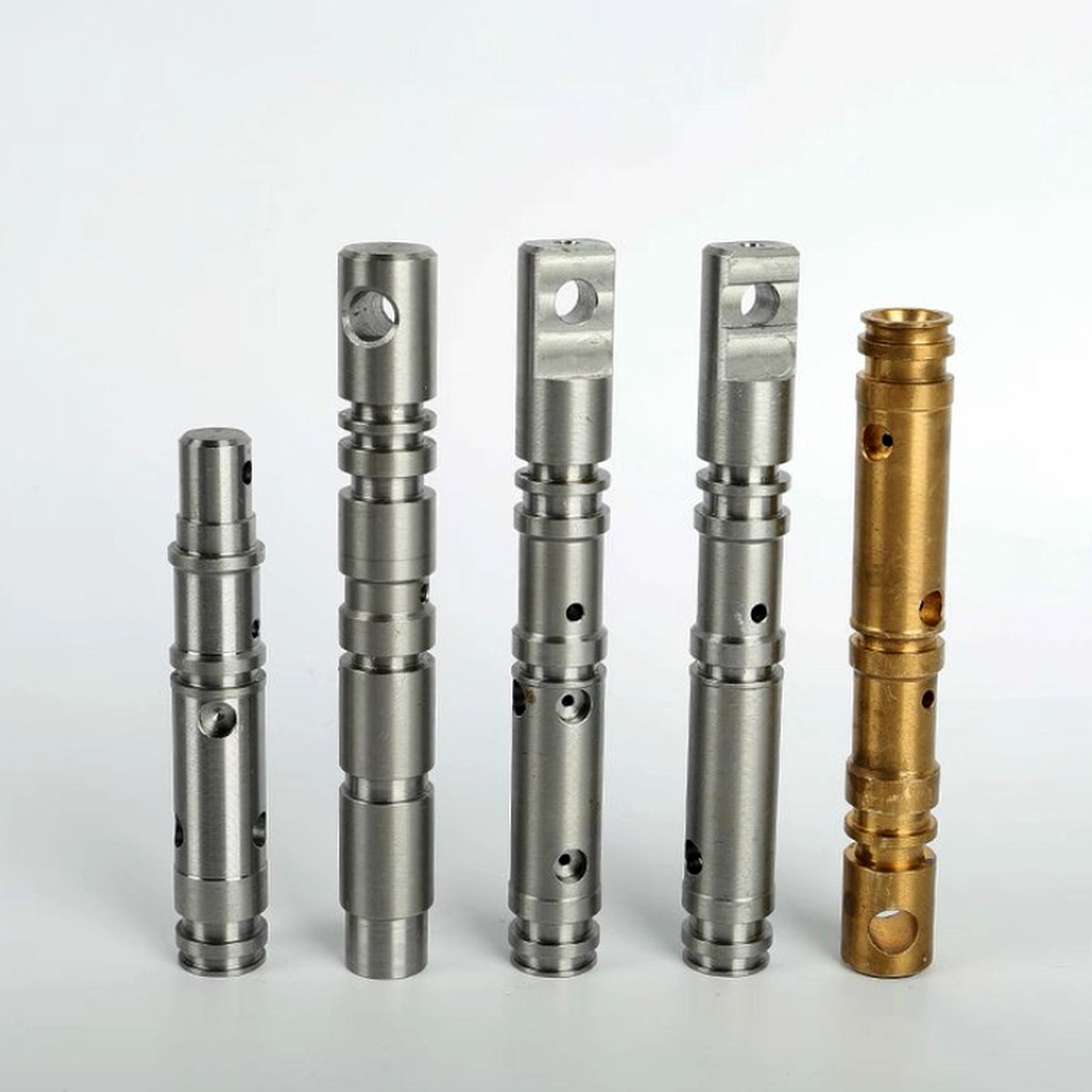 Precision CNC turned brass and steel shaft components multi-spec set — EKINSUN