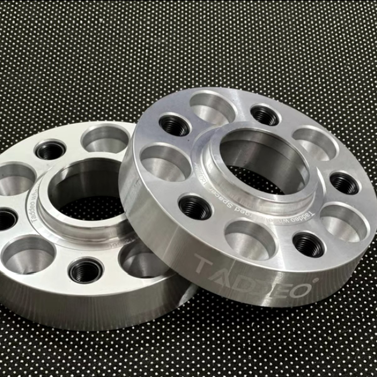 Branded aluminum wheel spacer silver finish