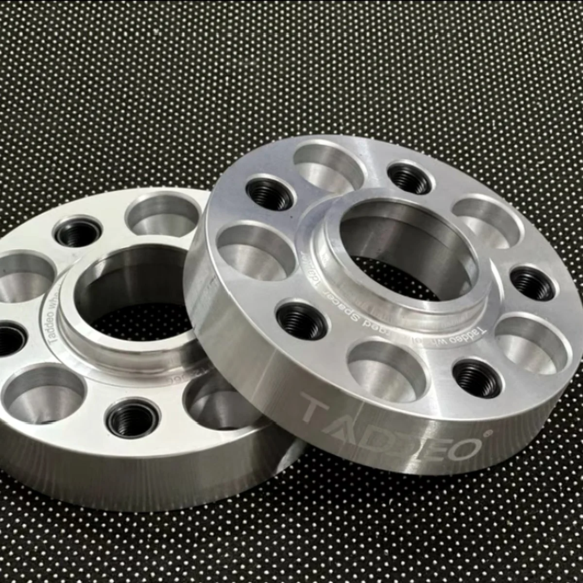 Branded aluminum wheel spacer silver finish