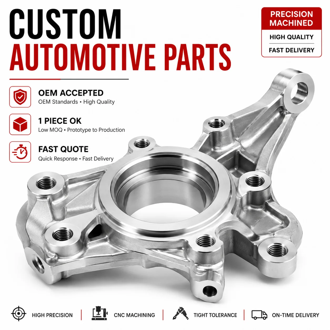 Billet CNC machined automotive steering knuckle upright by EKINSUN