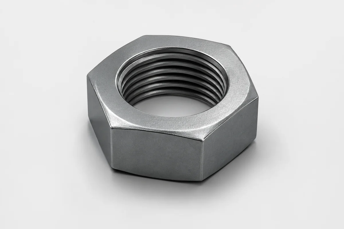 Large fine-thread hex jam nut machined from solid steel by EKINSUN, wide across-flats for a big-diameter bolt